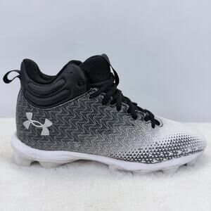 Under Armour Youth Mid-Top Football Cleats, Black & White Patterned, Size 5